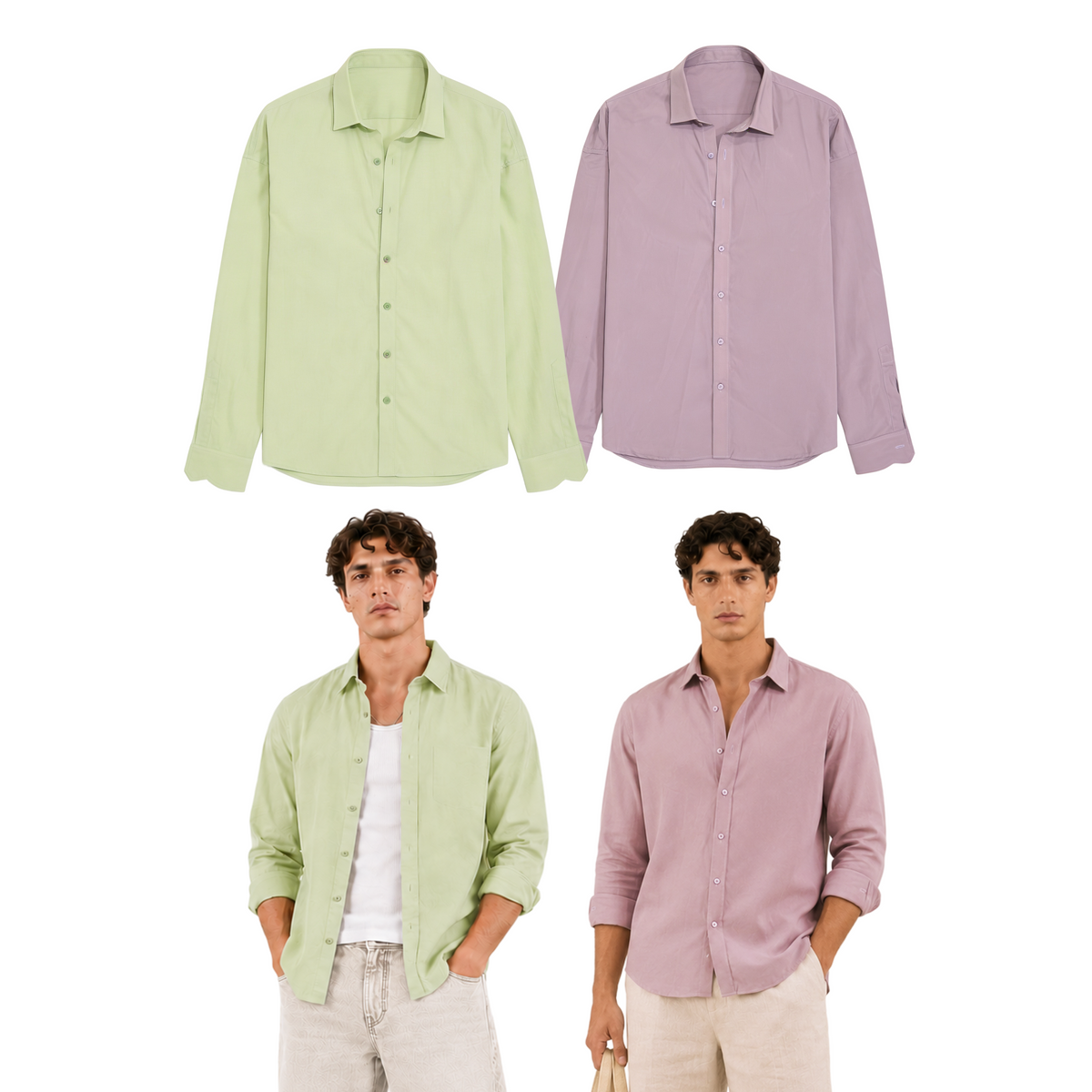Lime and lilac shirt duo