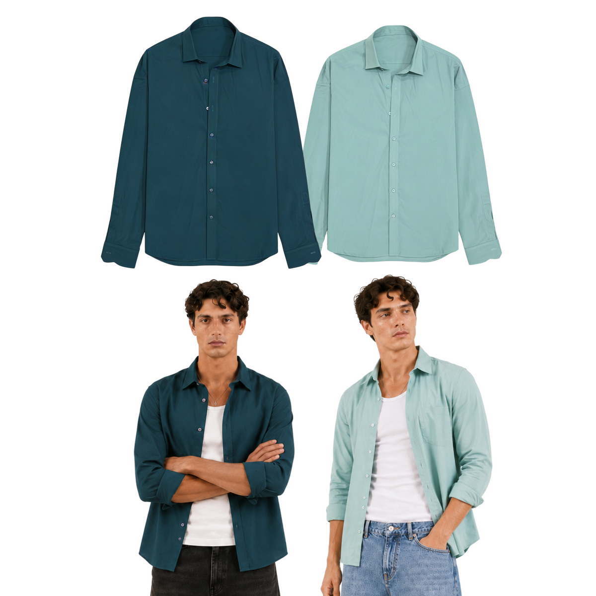 Teal and Aqua Shirt Duo