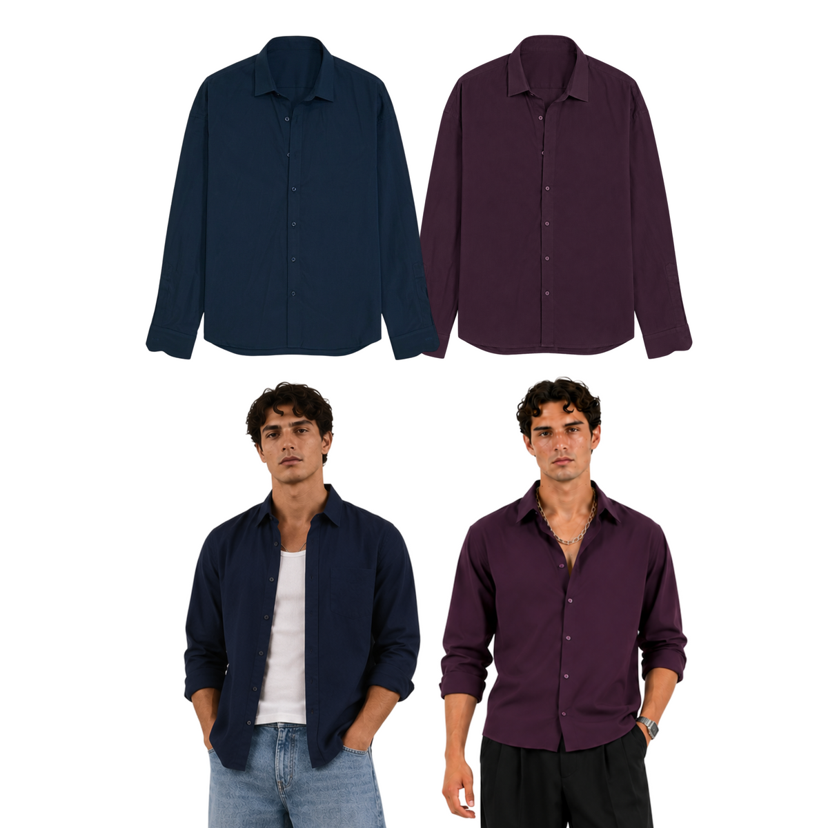 Berry Blue and Wine Shirt duo