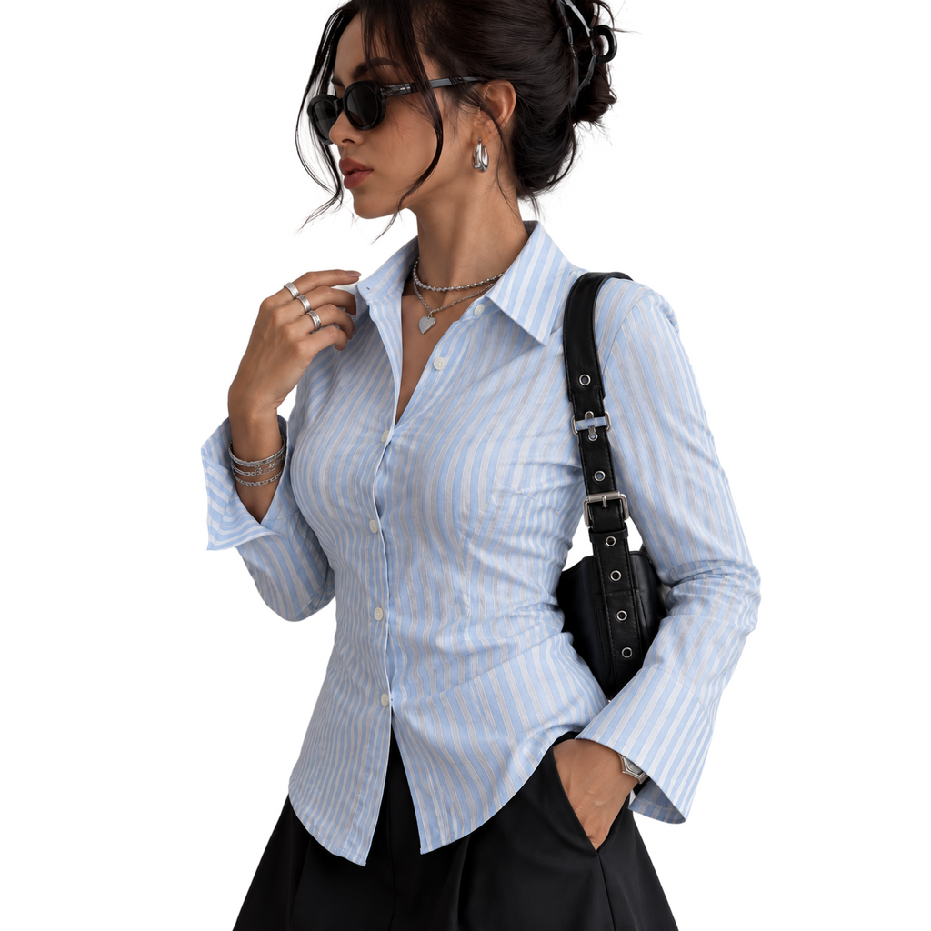 Blue Cotton Blend Shirt