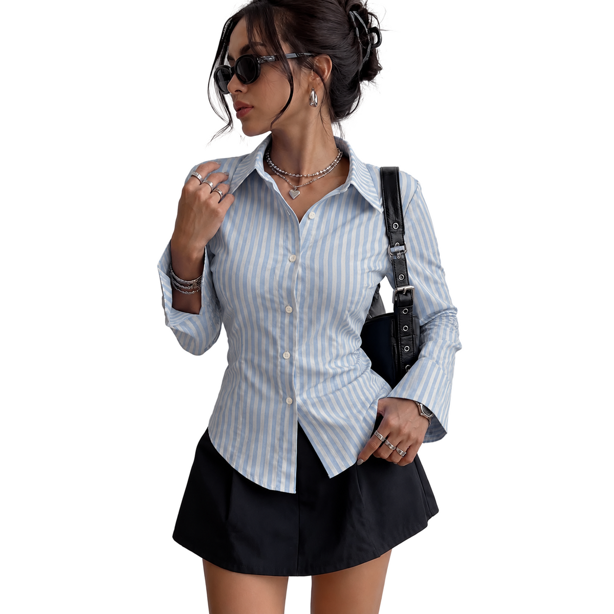 Blue Cotton Blend Shirt