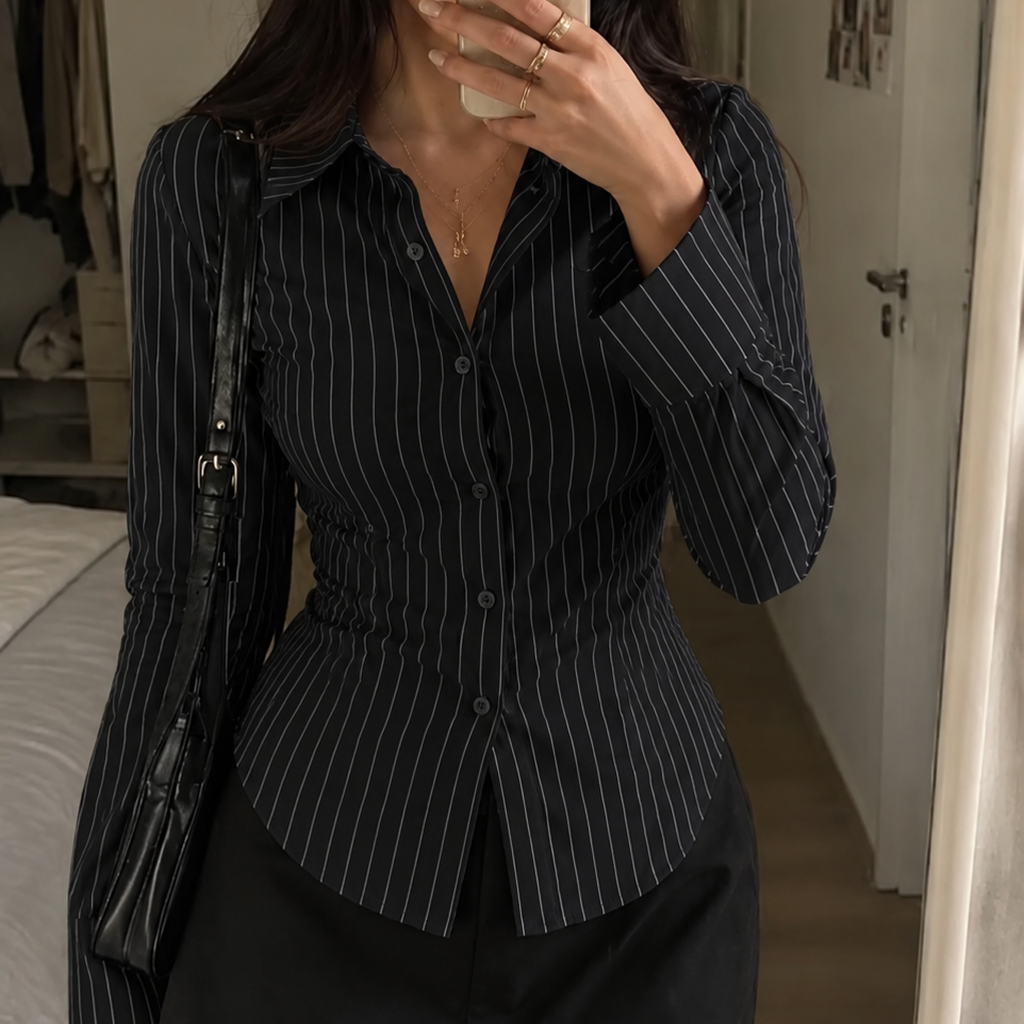 Black Pinstripe Shirt