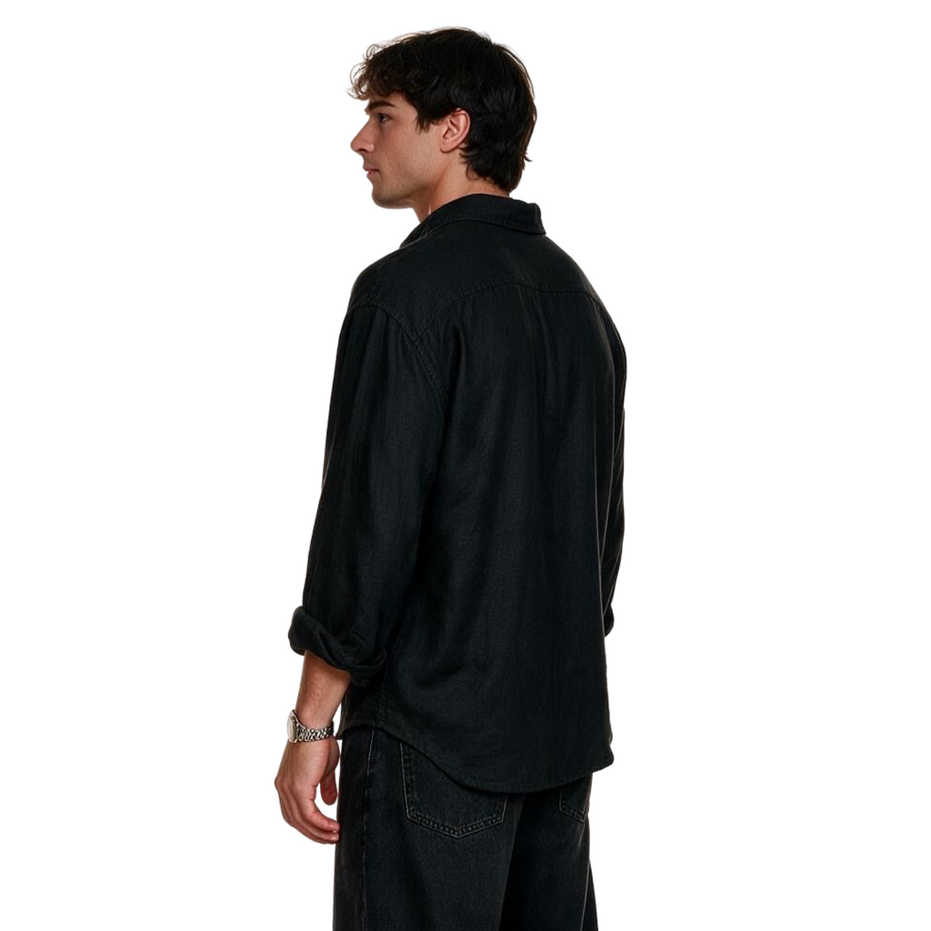 Black 100% Linen Shirt