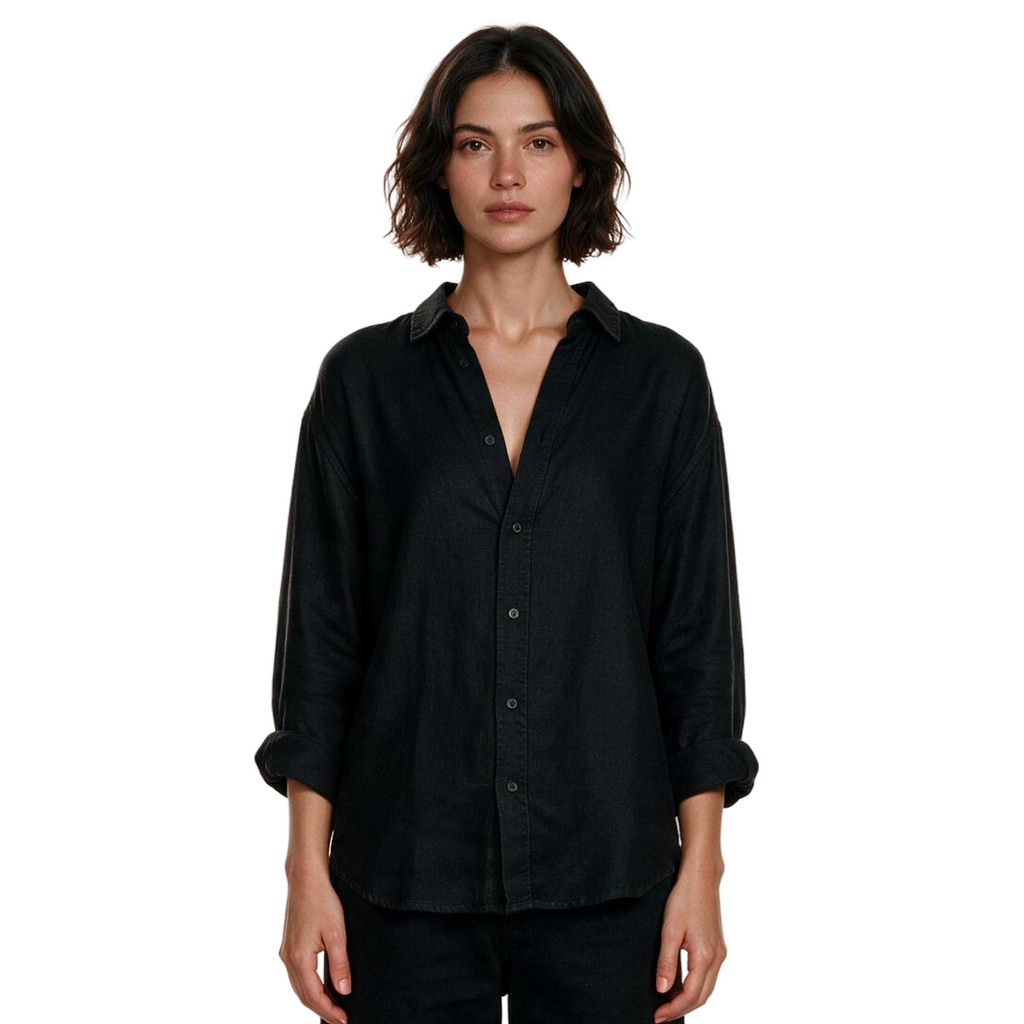 Black 100% Linen Shirt