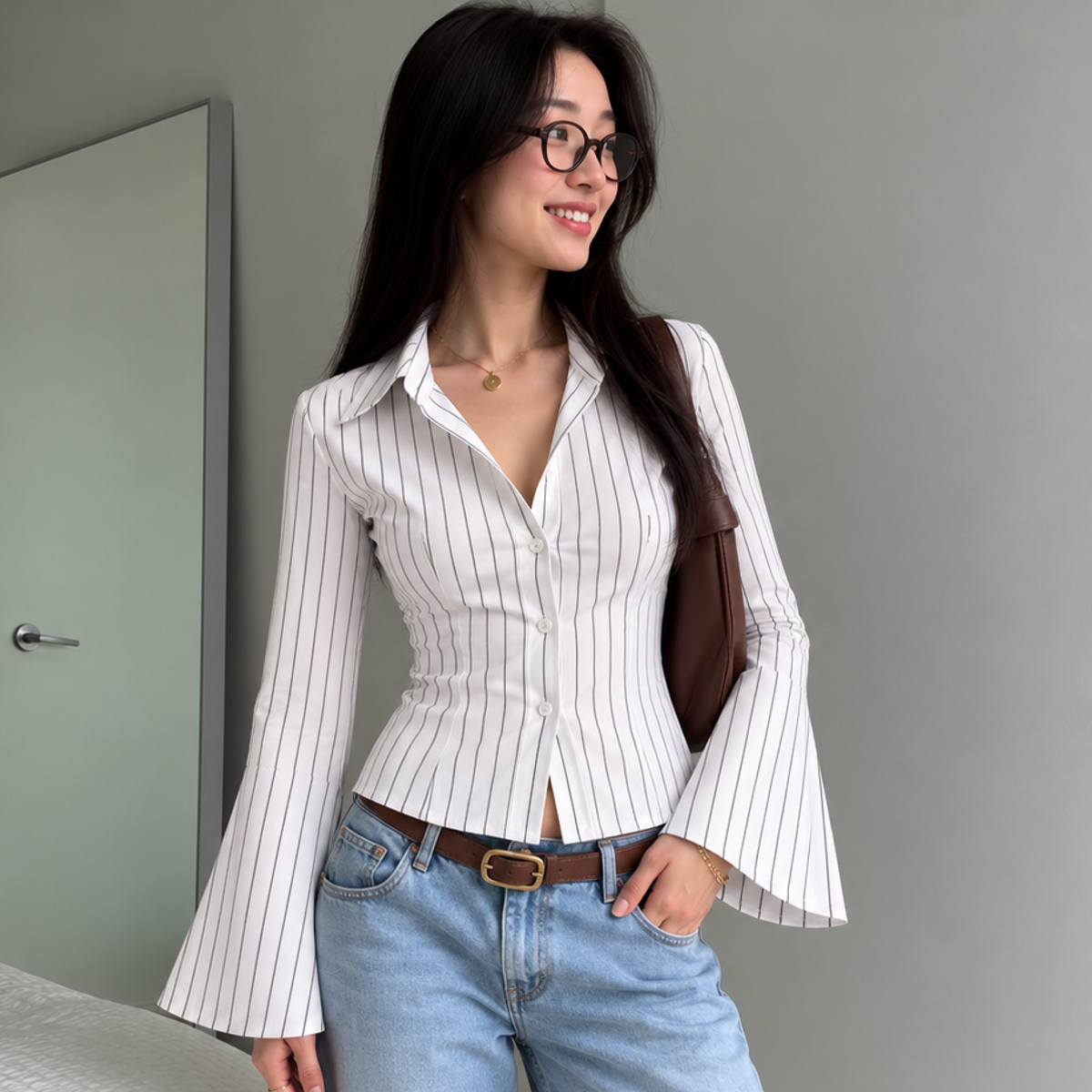 White Pinstripe Shirt